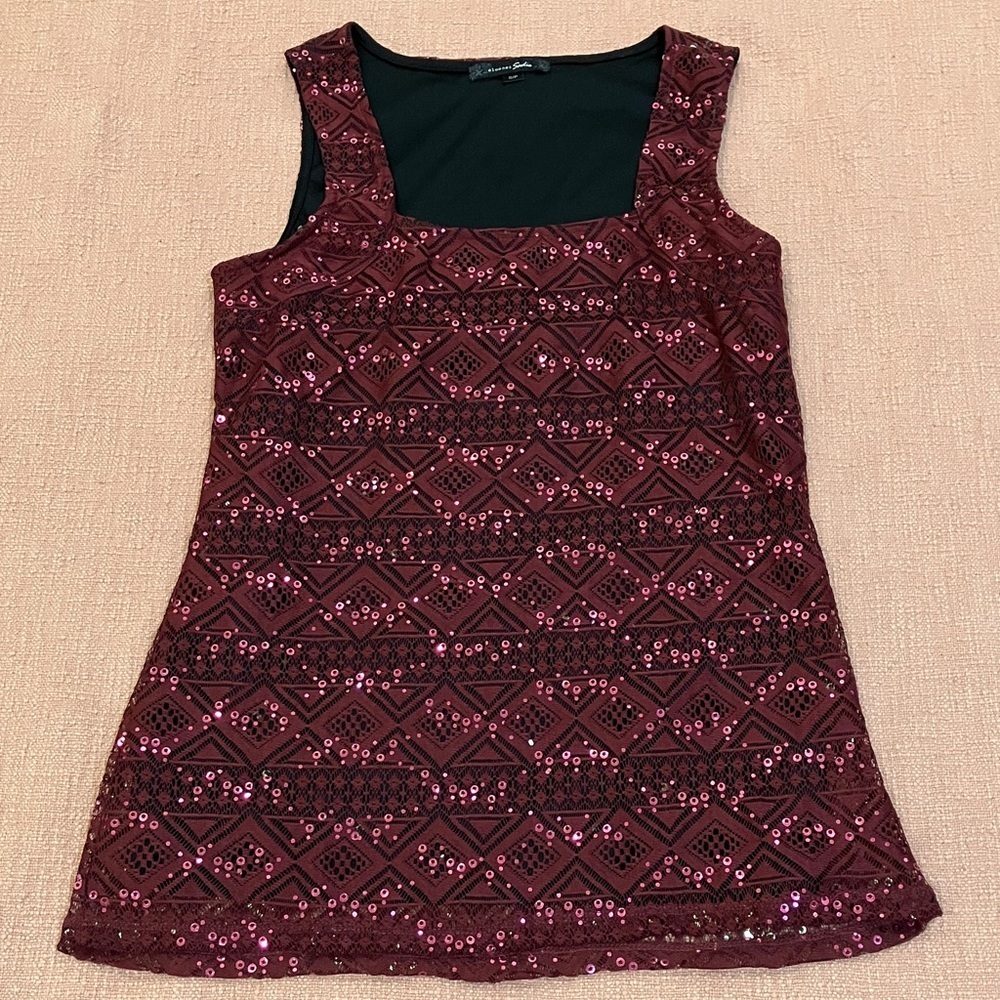 Sequin lace Burgundy Tank Top